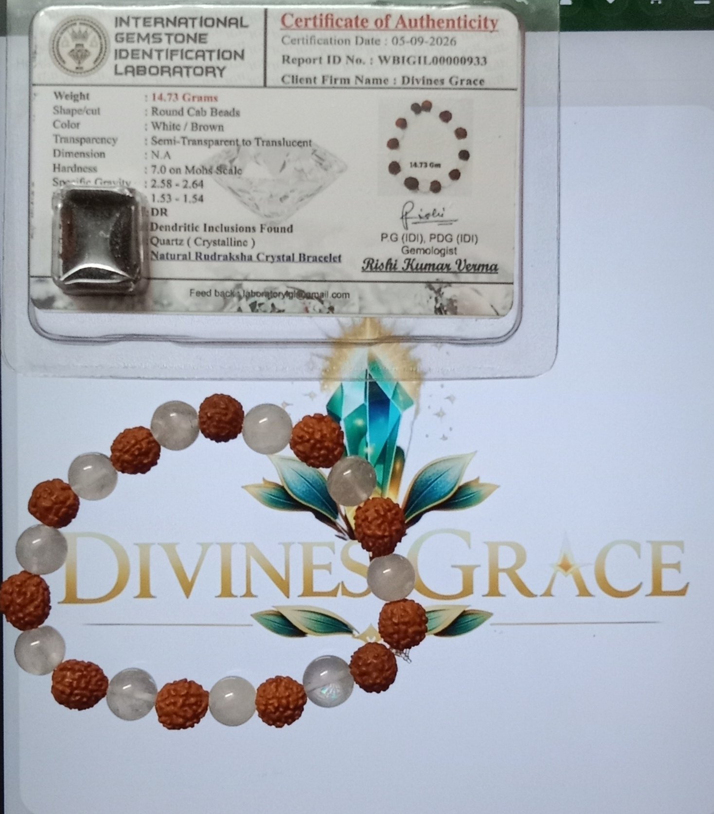 Rudraksha with Clear Quartz Crystal